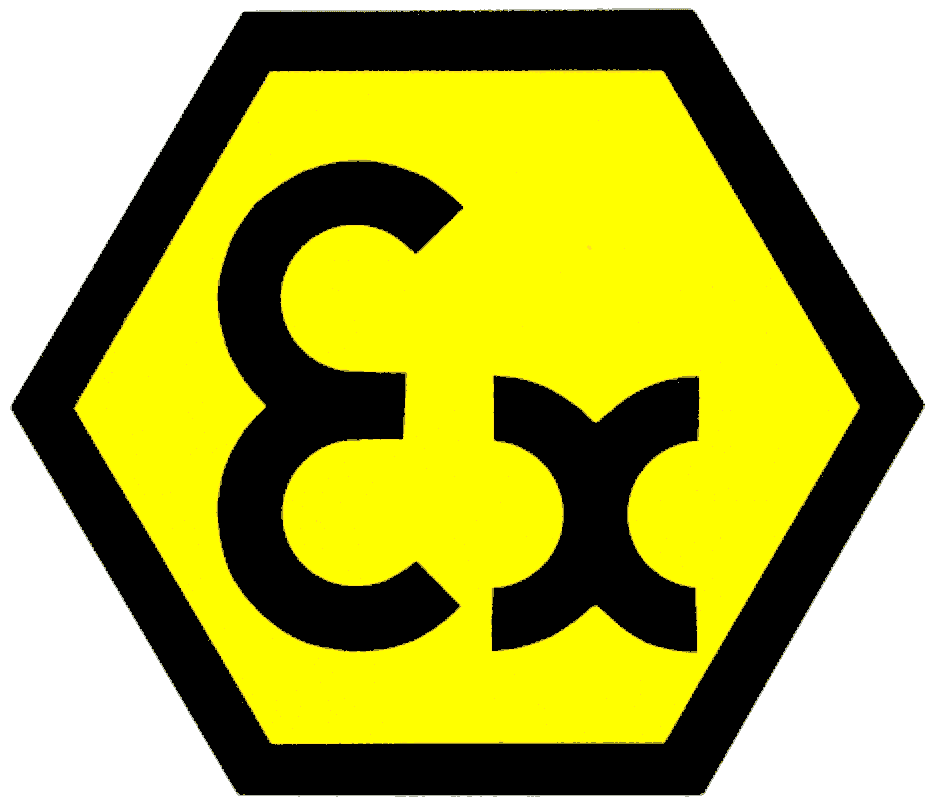 Logo de certification ATEX indiquant les normes de sécurité pour les installations électriques.