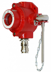 Dispositif de sécurité 'Briser la glace' en boîtier rouge antidéflagrant pour les environnements industriels. Control Safe Energy pour des interventions d'urgence sûres.